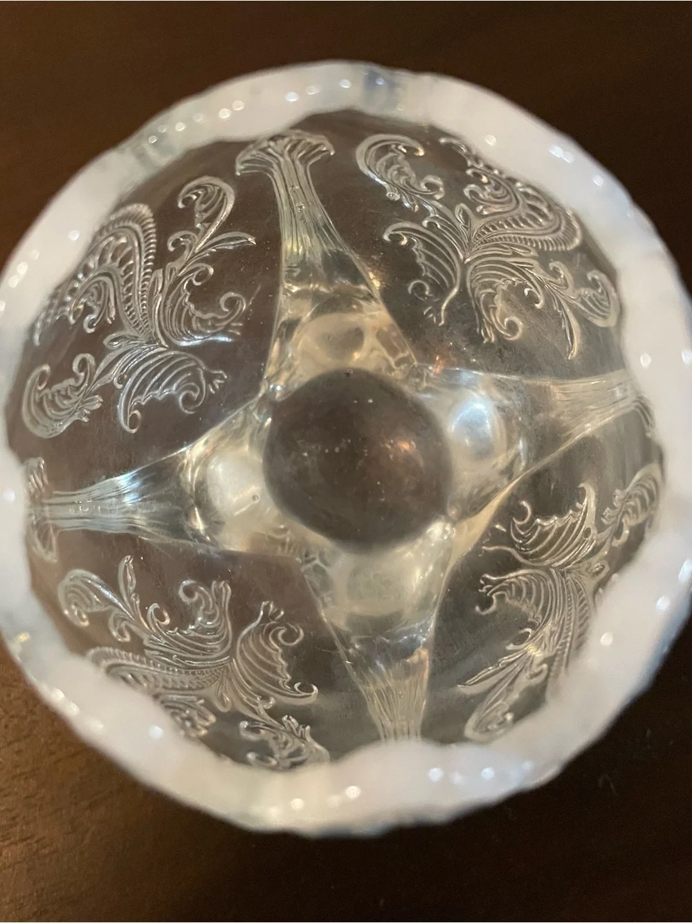 White Opalescent Glass Rose Vase - Northwood